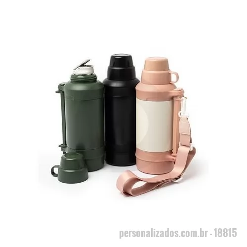 Garrafa térmica personalizada - A garrafa perfeita para quem adora café! Com capacidade de 1250 ml, ela torna qualquer rotina mais prática e dinâmica. O cordão de nylon ajustável e removível permite carregá-la como uma bolsa, garantindo mobilidade e estilo. Sua alça flexível oferec