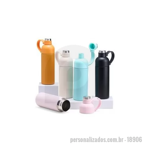 Garrafa térmica personalizada - Mantenha a bebida na temperatura ideal, seja ela quentinha ou bem gelada! Com excelente conservação, nossa Garrafa Térmica de 460 ml, produzida em aço inoxidável 304 e base antiderrapante para maior estabilidade em superfícies, possui um design super