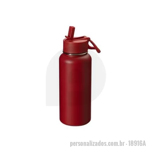 Garrafa térmica personalizada - Uma garrafa térmica em aço inox que é uma excelente opção para manter líquidos quentes ou frios por mais tempo. Com capacidade de até 900 ml, a garrafa possui parede dupla e isolamento a vácuo, o que ajuda a manter a temperatura conservada por um per