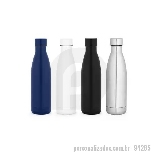 Garrafa térmica personalizada - Garrafa em aço inox 90% reciclado de parede dupla térmica, isolada a vácuo. Garrafa com acabamento mate e tampa de rosca à prova de vazamentos. Capacidade até 810 ml. Fornecido em caixa presente de papel kraft reciclado. Certificação EU Food Grade. ø