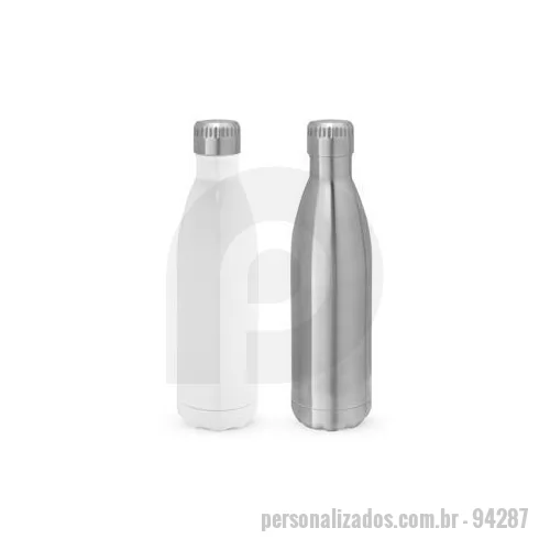 Garrafa térmica personalizada - Garrafa para sublimação em aço inox com parede dupla, isolada a vácuo. A tampa incorpora um sistema de vácuo para melhor conservação da temperatura. Capacidade até 800 ml. Fornecido em caixa presente. Certificação EU Food Grade. ø79 x 310 mm