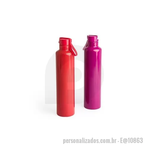 Garrafa térmica personalizada - Garrafa térmica de inox 900ml. Contém tampa rosqueável e alça colorida de silicone acoplada na tampa. Altura : 32 cm Largura : 7,6 cm Circunferência : 24 cm Peso aproximado g : 425