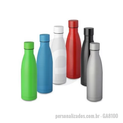 Garrafa térmica personalizada - Garrafa térmica 500ml em inox com parede dupla. Altura : 25 cm Largura : 6,8 cm Circunferência : 22,1 cm Peso aproximado g : 255