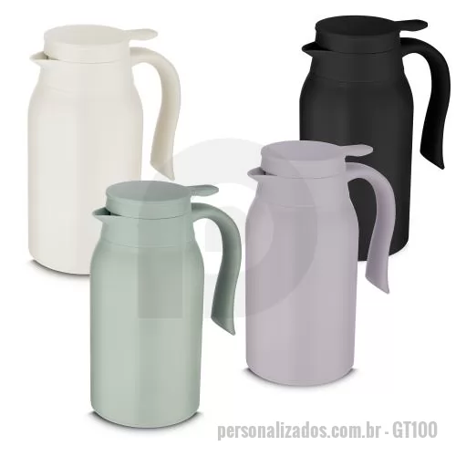 Garrafa térmica personalizada - Garrafa Térmica com parede dupla em aço inox, alça e tampa plástica com vedação em silicone, possui sistema corta-pingo. Dimensão Produto: 21,5xø10,5cm Peso do Produto: 0,389kg