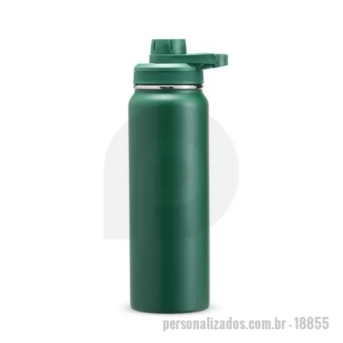 Garrafa térmica personalizada - Chega de preocupações ao consumir suas bebidas! Nossa garrafa térmica de 850 ml, feita em inox, foi projetada para trazer mais praticidade ao seu dia a dia. Com uma trava embutida na tampa, ela se mantém fixa durante o uso, evitando o incômodo de 
