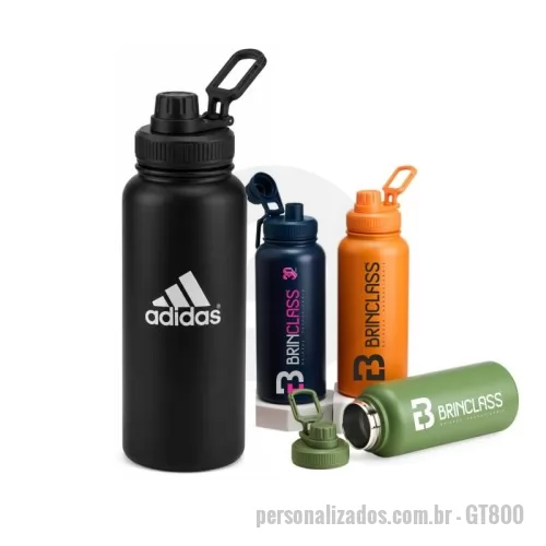 Garrafa térmica personalizada - Garrafa térmica Personalizada - GT800 - Garrafa térmica personalizada em aço inox com capacidade de 800ml e parede dupla com isolamento térmico. Desenvolvida para manter bebidas quentes ou frias por muito mais tempo, possui acabamento moderno, alta durabilidade e ampla área para personalização com logomarca. Ideal para ações promocionais, eventos corporativos, campanhas de marketing, academias, empresas, convenções e programas de incentivo.  Seu design sofisticado e funcional transforma a garrafa em um brinde de alto valor percebido, utilizado diariamente por clientes e colaboradores, fortalecendo a exposição da sua marca. - 182162 - Garrafa térmica