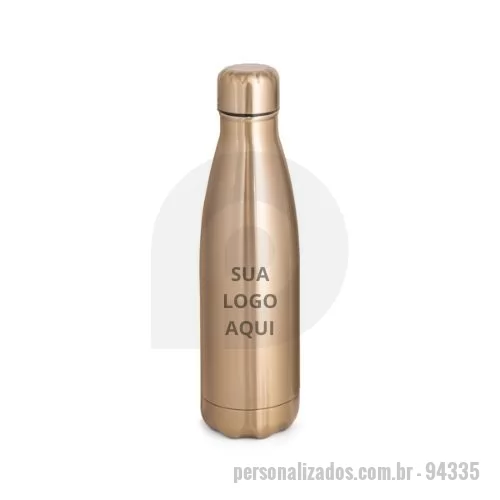 Garrafa térmica personalizada - A Garrafa Térmica em Aço Inox é prática e elegante, ideal para manter suas bebidas na temperatura desejada por mais tempo. Produzida em aço inox de parede dupla isolada a vácuo, possui acabamento metalizado e tampa também em inox, garantindo resistência e sofisticação. Com capacidade de até 510 mL, é fornecida em caixa presente de papel kraft reciclado, tornando-se uma excelente opção de brinde corporativo sustentável. Conta com Certificação EU Food Grade, assegurando qualidade e segurança alimentar.  Dimensões:  Garrafa: ø70 x 255 mm  Caixa: 72 x 72 x 275 mm  Personalização: Gravação a laser circular (217 x 96 mm).