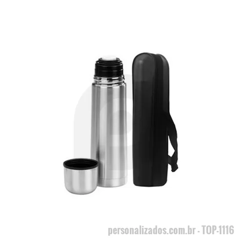 Garrafa térmica personalizada - Garrafa térmica em alumínio, capacidade para 500 ml. Acompanha capa.