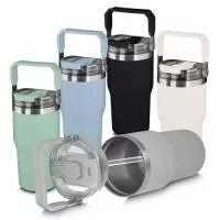 Garrafa térmica em aço inox com parede dupla com capacidade de até 650ml,tampa rosqueável com alça em plástico, permite-se hidratar por canudo ou bico,com  e anel de silicone para vedação.  Conserva líquidos : ?? 4 horas ??6 horas.