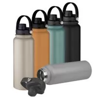 Garrafa térmica em aço inox com parede dupla com capacidade de 1,100L, parede externa com pintura a pó. Tampa rosqueável com anel de silicone para vedação. Alça de transporte plástica. Bico rosqueável.