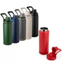 Garrafa térmica em inox 304 com capacidade máxima de até 600ml. Conta com estrutura de parede dupla e vedação a vácuo para manter a temperatura de líquidos conservada por mais tempo. Possui tampa rosqueável em plástico com protetor para o bocal e alça para transporte. Acompanha protetor antiderrapante para a base.  Altura :  23,3 cm  Largura :  8,5 cm  Circunferência :  24 cm  Diametro :  5,5 cm