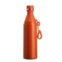 Garrafa térmica em inox com capacidade para até 500ml. Possui estrutura de parede dupla, ideal para conservar a temperatura de líquidos por mais tempo. Conta com tampa rosqueável e compartimento removível em plástico, permitindo o uso como copo. Acompanha alça em nylon com detalhes em plástico e mosquetão metálico.