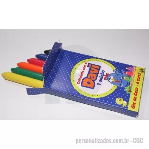 Giz de cera personalizado - Giz de cera Personalizado - CGC - Caixinha  de giz de cera c/ 6 unidades, personalizada em cromia - 100318 - Giz de cera