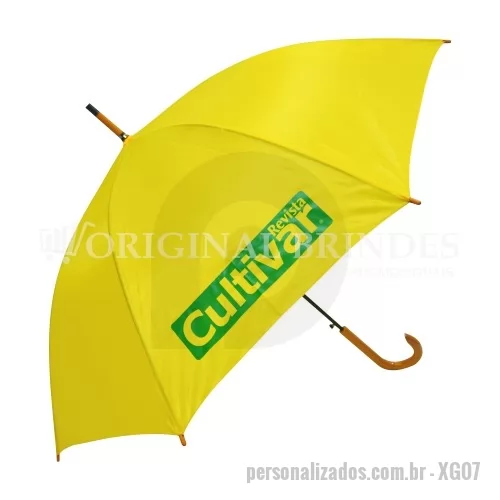 Guarda chuva personalizada - Guarda-chuva 100cm feito em poliéster, cabo de madeira. Disponível em várias cores.