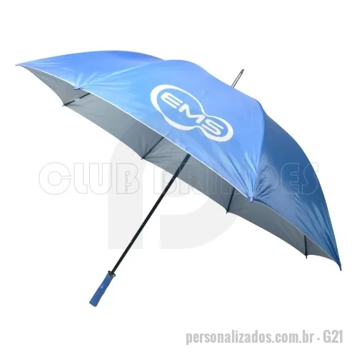 Guarda chuva personalizada - Guarda Chuva Portaria, cabo reto. Disponível em várias cores. Gravação da logomarca em 1 cor em 2 gomos já inclusa.  29  X 8 varetas duplas. Tamanho: Aprox. 140/150 cm de envergadura.