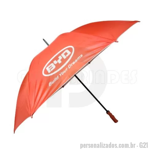 Guarda chuva personalizada - Guarda Chuva Portaria, cabo reto. Disponível em várias cores. Gravação da logomarca em 1 cor em 2 gomos já inclusa.  29  X 8 varetas duplas. Tamanho: Aprox. 140/150 cm de envergadura.