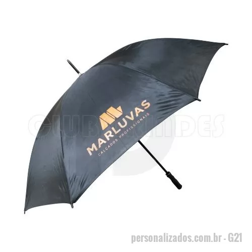 Guarda chuva personalizada - Guarda Chuva Portaria, cabo reto. Disponível em várias cores. Gravação da logomarca em 1 cor em 2 gomos já inclusa.  29  X 8 varetas duplas. Tamanho: Aprox. 140/150 cm de envergadura.