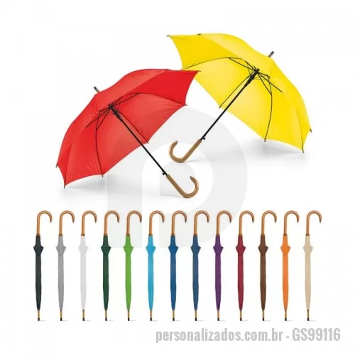 Guarda chuva personalizada - Guarda-chuva. Poliéster 190T. Pega em madeira. Abertura automática. ø1040 mm | 885 mm