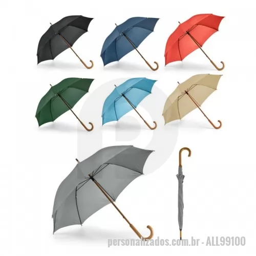 Guarda chuva personalizada - Guarda-chuva em poliéster 190T com haste e pega em madeira. Abertura manual. ø1040 mm | 885 mm