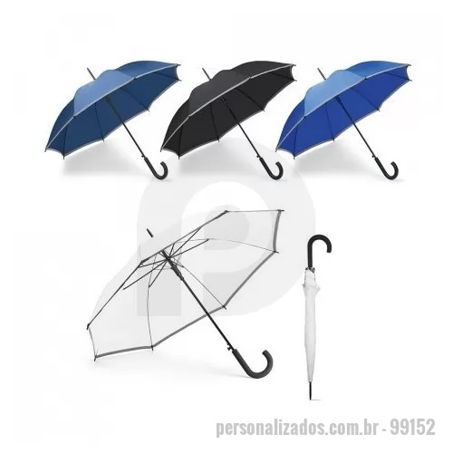 Guarda chuva personalizada - Guarda-chuva em poliéster com faixa refletora. Pega revestida a borracha e abertura automática. ø960 x 815 mm