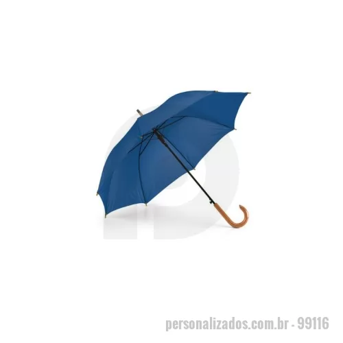 Guarda chuva personalizada - Guarda-chuva em poliéster 190T com haste em metal e pega em madeira e abertura automática. 1040 x 885 mm