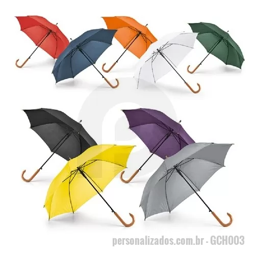 Guarda chuva personalizada - Guarda-Chuva com Cabo de Madeira