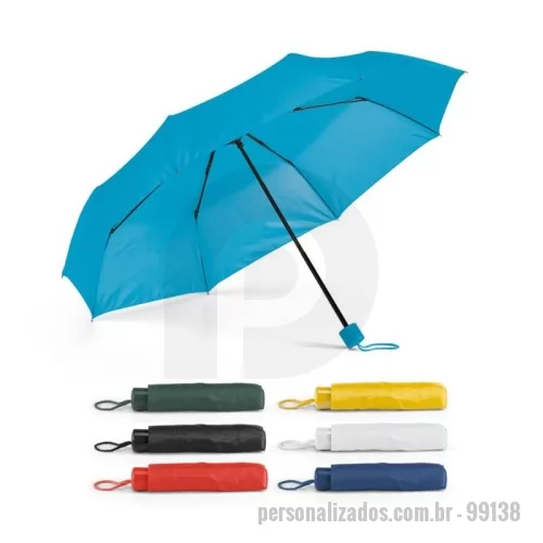 Guarda chuva personalizada - Guarda-chuva em poliéster 190T dobrável em 3 seções e de abertura manual. Guarda-chuva prático e leve. Fornecido em bolsa.