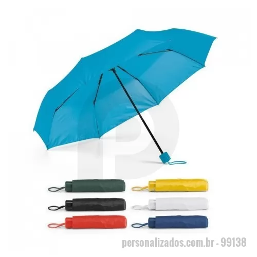 Guarda chuva personalizada - chuva em poliéster 190T dobrável em 3 seções e de abertura manual. Guarda-chuva prático e leve. Fornecido em bolsa