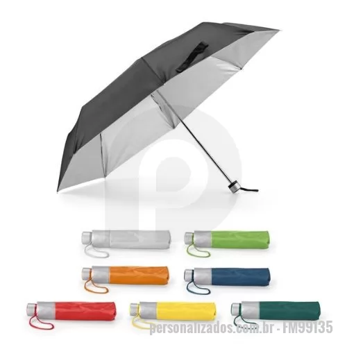 Guarda chuva personalizada - Guarda-chuva em poliéster 190T dobrável em 3 secções e de abertura manual. Disponível em várias cores, com interior em cinza. Guarda-chuva prático e leve. Fornecido em bolsa. ø960 x 240 mm | Bolsa: ø40 x 225 mm