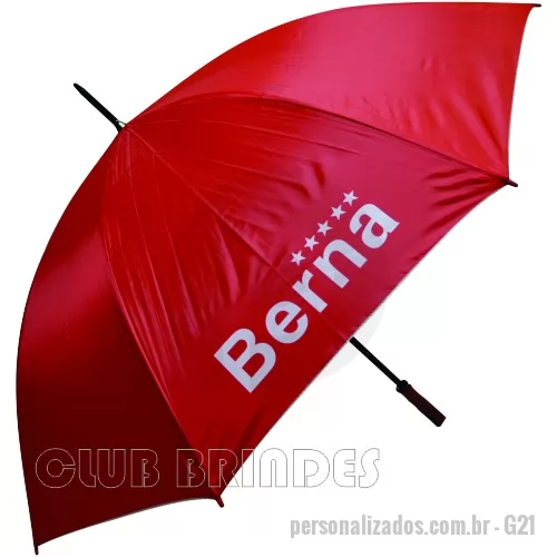 Guarda chuva personalizada - Guarda Chuva Portaria, cabo reto. Disponível em várias cores. Gravação da logomarca em 1 cor em 2 gomos já inclusa.  29  X 8 varetas duplas. Tamanho: Aprox. 140/150 cm de envergadura.