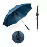 Guarda-chuva em 190T pongee, varetas em fibra de vidro, cabo em alumínio e haste revestida em borracha. Guarda-chuva à prova de vento com abertura automática. Fornecido em bolsa com alça curta para facilitar transporte. Guarda-chuva: ø1025 x 855 mm | Bolsa: 90 x 635 mm