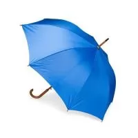 Guarda-chuva em poliéster com abertura automática por botão metálico. Possui estrutura com haste e pegador em madeira de bétula, oito varetas metálicas e faixa para fechamento em velcro.  Altura: 89 cm Largura: 12,1 cm Medidas aproximadas para gravação: (CxL): 30 cm x 12 cm (cada painel)