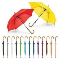 Guarda Chuva Personalizado, possui cabo de madeira e abertura automática. Medidas 104 cm de circunferência.  Disponível nas cores Branco, Verde, Marinho, Laranja, Roxo, Preto, Vermelho, Prata e Amarelo. Faça seu orçamento!