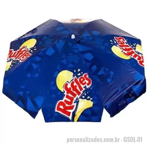 Guarda sol personalizada - Guarda sol Personalizada - GSOL-01 -  Modelo Redondo, Diâmetro opcional: 1,40, 1,60, 1,80 e 2,00 Material: lona bagum com 8 gomos Cabo central em alumínio com reforço interno em madeira - 142791 - Guarda sol