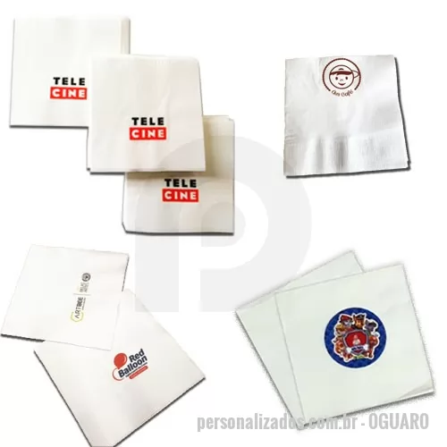 Guardanapo descartável personalizado - Personalize como você desejar Medidas - Aberto: 23,0 x 23,0 cm  - Fechado: 11,5 x 11,5 cm   Material - Folha dupla  - Cor branca  Área de impressão - Até 5,0 x 5,0 cm   