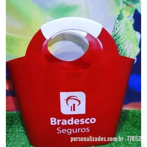 Ice Bag personalizado - Bag confeccionada em plástico de alta durabilidade, sacola balde de gelo plástica é ideal para carregar bebidas com gelo para eventos e confraternizações. - Personalizada