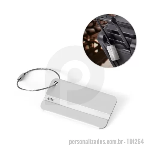 Identificador de bagagem e mala personalizado - Identificador de bagagem em alumínio com cordão. Ideal para malas de viagem.