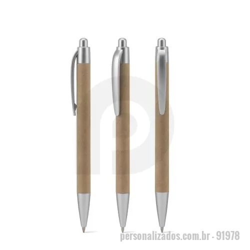 Impressão personalizado - Esferográfica em papel 100% reciclado e detalhes em ABS 100% reciclado. A esferográfica tem clipe e escrita em azul at&eacute, 1.5 km. Uma esferográfica com materiais reciclados para dar destaque à sua marca. A cor e o resultado da impressão nos mate
