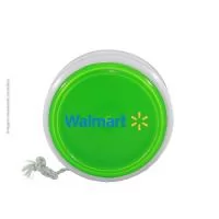 Io-iô PRÓ SPIN de alta performance base maciça em Plástico Premium (PS Cristal) fixada por ultrassom e laterais acopladas em Plástico Premium (PP), cordão duplo em algodão trançado.