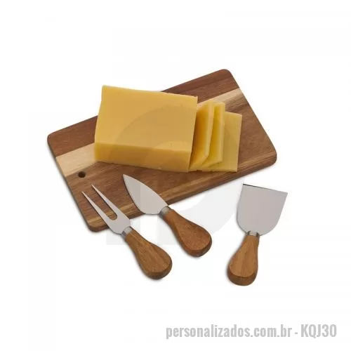 Kit acessórios para queijo ecológico personalizado - Kit Queijo 4 Peças Personalizado