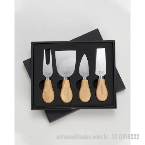 Kit acessórios para queijo personalizado - Kit Queijo com 4 pecas Personalizado, Medidas 18,9 x 15,8 x 2,2 cm