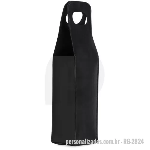 Kit acessórios para vinho personalizado - Estojo porta vinho em couro sintético bidim.