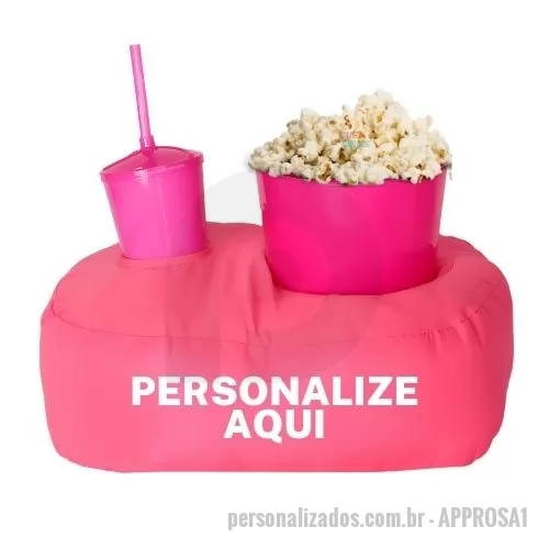 Kit almofada personalizado - Almofada Porta Pipoca Rosa Solteiro Personalizada 1 Cor Silk