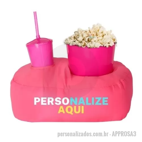 Kit almofada personalizado - Almofada Porta Pipoca Rosa Solteiro Personalizada com a sua logo 3 Cores Silk