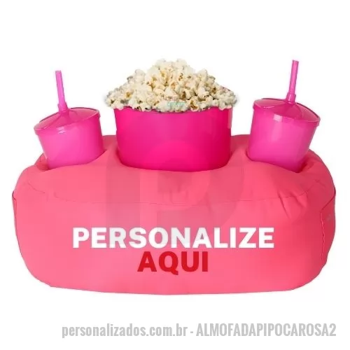 Kit almofada personalizado - Almofada Porta Pipoca Casal Rosa Personalizado com a sua logo 2 Cores Silk
