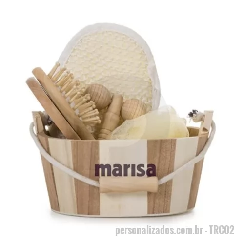Kit banho personalizado - it banho (spa) 5 peças escova de cabelo + espelho + bucha de toque suave + bucha de sisal + massageador