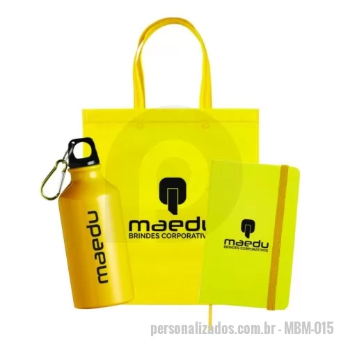 Kit Boas Vindas personalizado - Kit Boas Vindas para Empresa Personalizado de acordo com a necessidade. Contém Sacola, Caderno e Garrafa de Alumínio