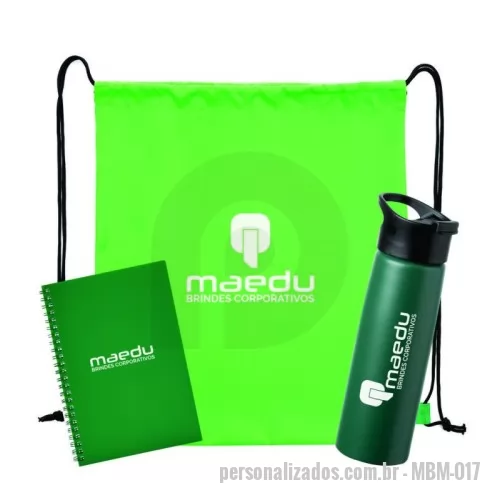 Kit Boas Vindas personalizado - Kit Boas Vindas para Empresa Personalizado de acordo com a necessidade. Contém Mochila Saco, Caderno e Garrafa de Alumínio.
