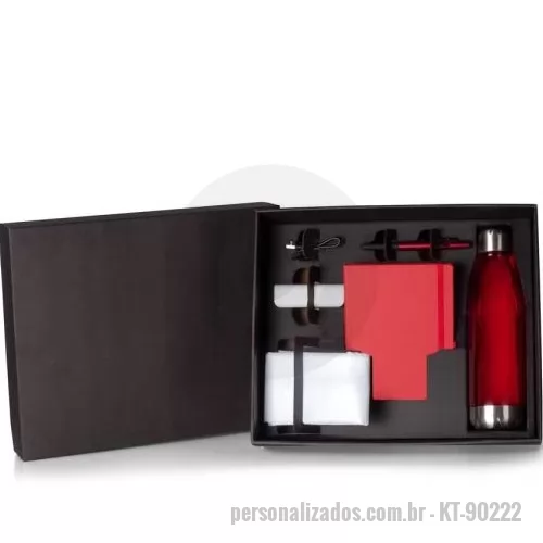 Kit Boas Vindas personalizado - Kit boas vindas. Conta com garrafa plástica com tampa em aço inox 750ml, caderno capa dura, caneta esferográfica com tampa e ponta touch, mochila sacola em Nylon e carregador portátil 1.800mah.