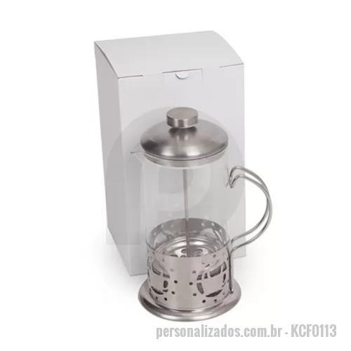 Kit café personalizado - Kit em caixa de papel, cafeteira Francesa de 350ml com gravação na cafeteira e na tampa da caixa.